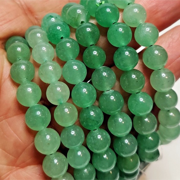 GREEN AVENTURINE STRETCHY ROUND 8mm BRACELET NAT. STONE w/ FREE FELT POUCH-B809 - Picture 4 of 14